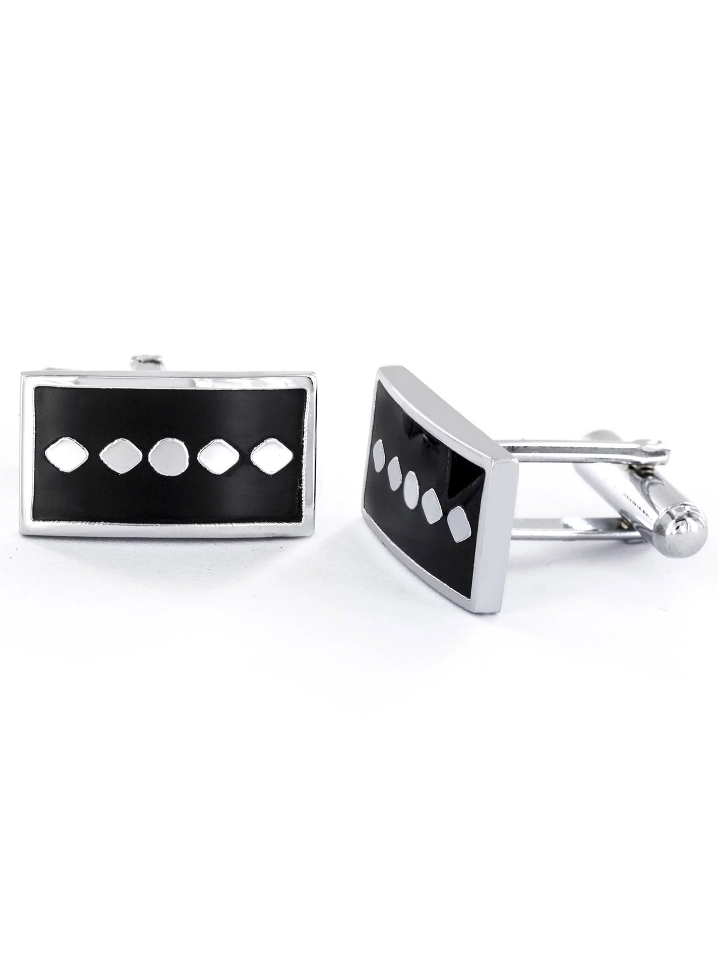Coastal Jewelry Two Tone Rectangle Geometric Pattern Cufflinks