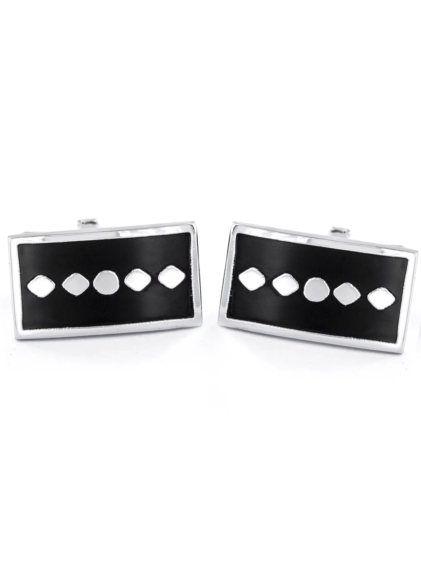 Coastal Jewelry Two Tone Rectangle Geometric Pattern Cufflinks