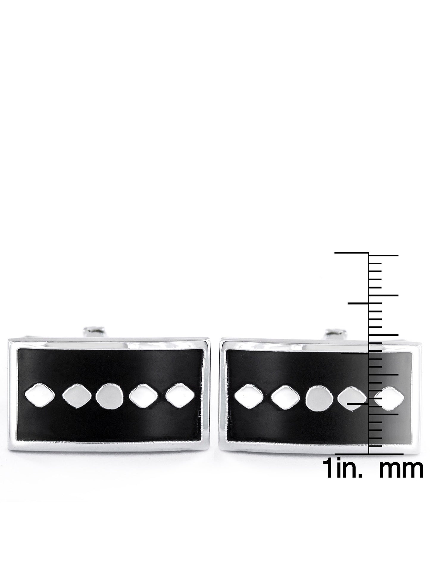 Coastal Jewelry Two Tone Rectangle Geometric Pattern Cufflinks