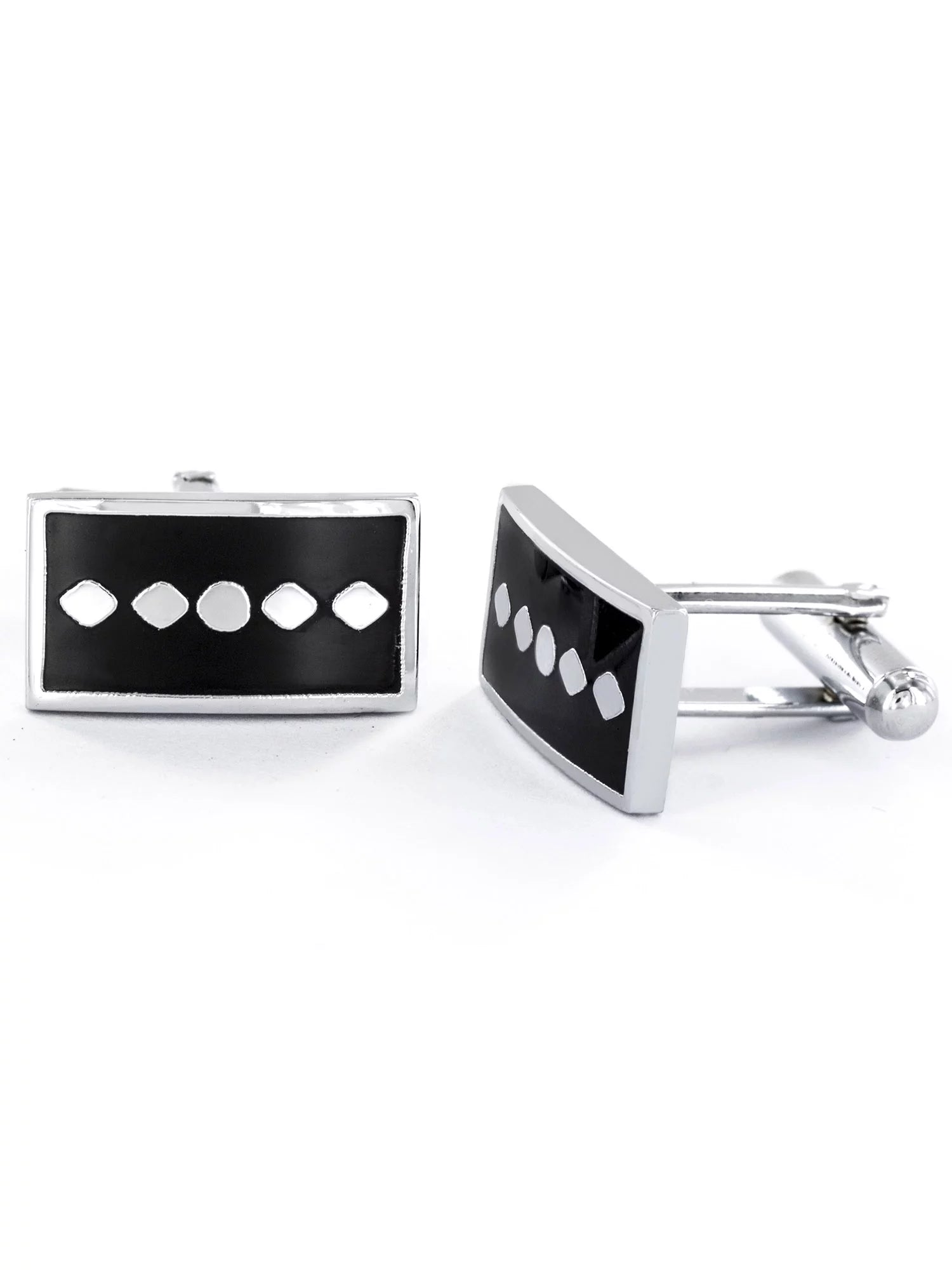 Coastal Jewelry Two Tone Rectangle Geometric Pattern Cufflinks
