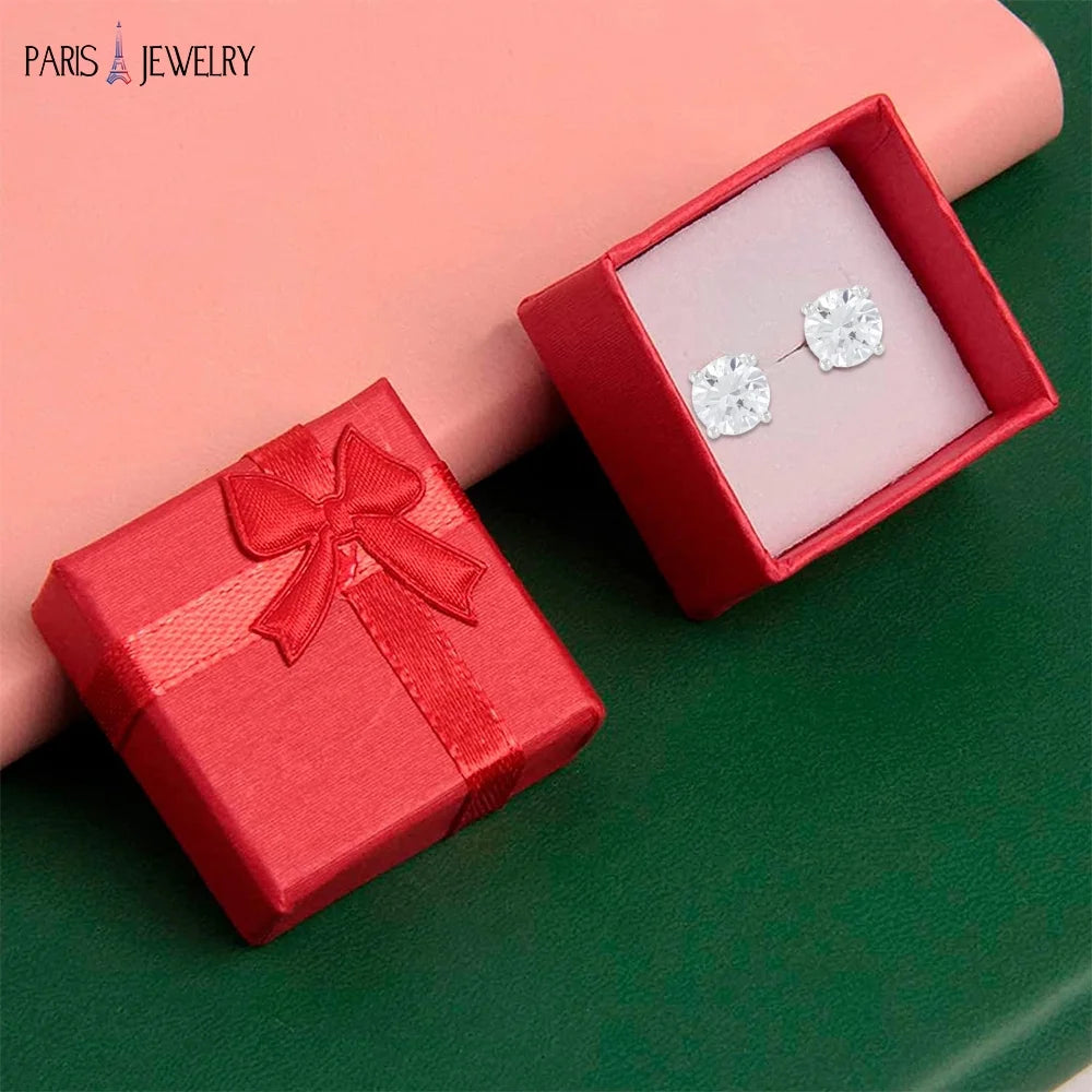 18K Yellow Gold White Sapphire 2 Carat round Stud Earrings | Jewelry Gift for Women and Men