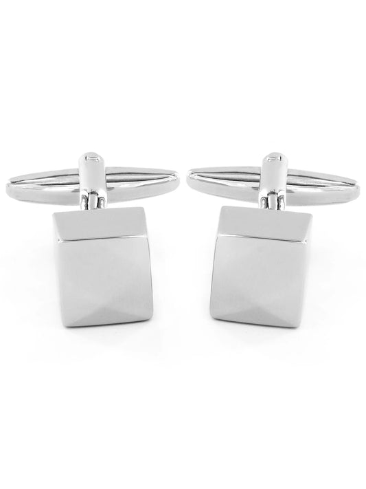 Coastal Jewelry Polished Silver Tone Cube Shape Cufflinks