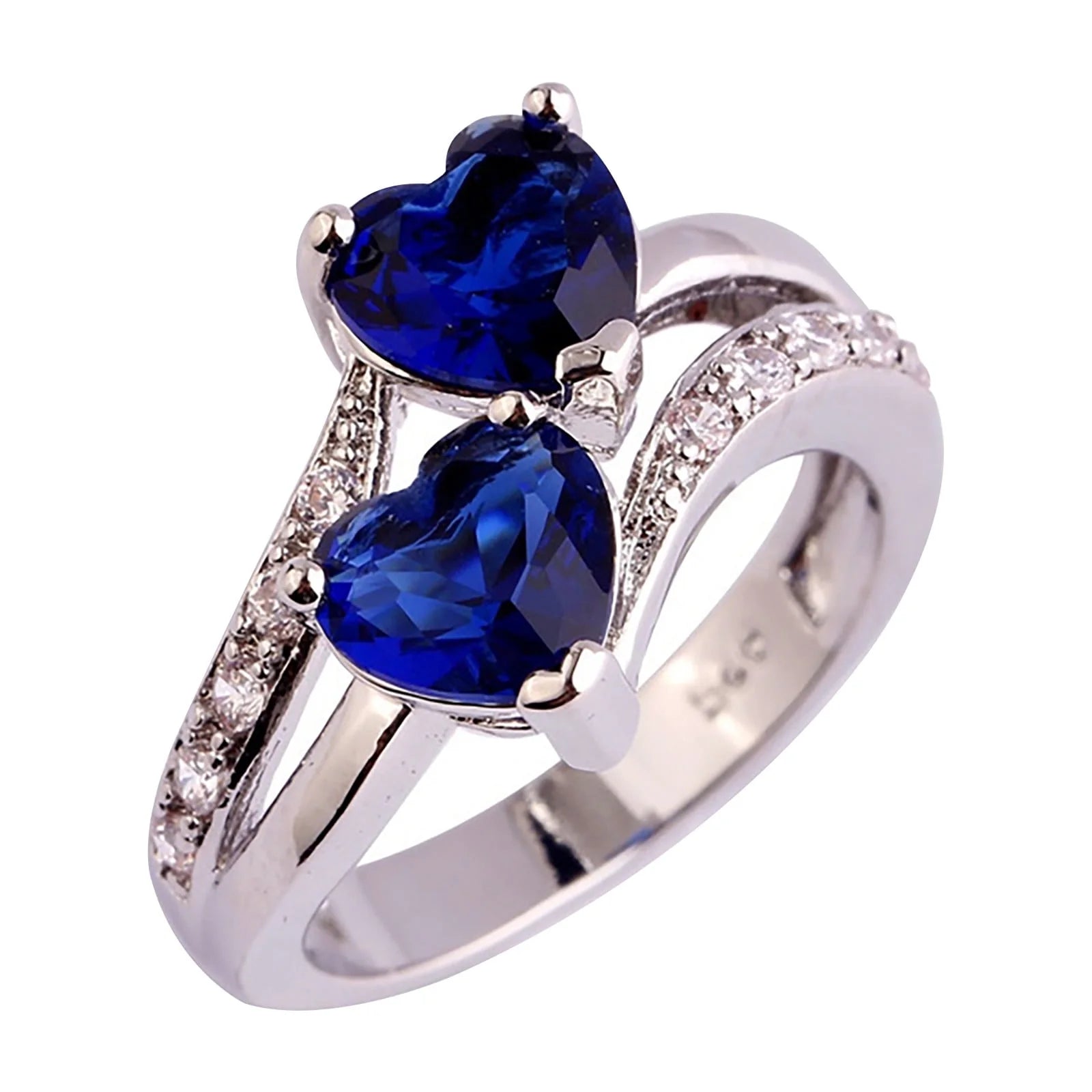Sales Clearance Womens Ring Women Famale Fashion Lover Jewelry Heart Cut Rainbow & White Gemstone Ring