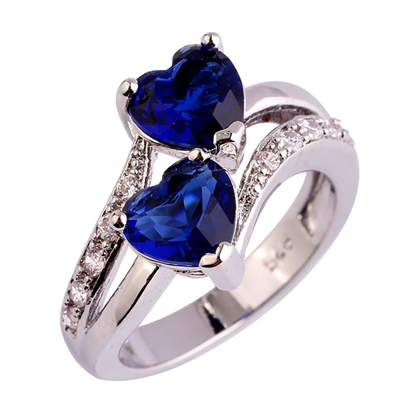 Sales Clearance Womens Ring Women Famale Fashion Lover Jewelry Heart Cut Rainbow & White Gemstone Ring
