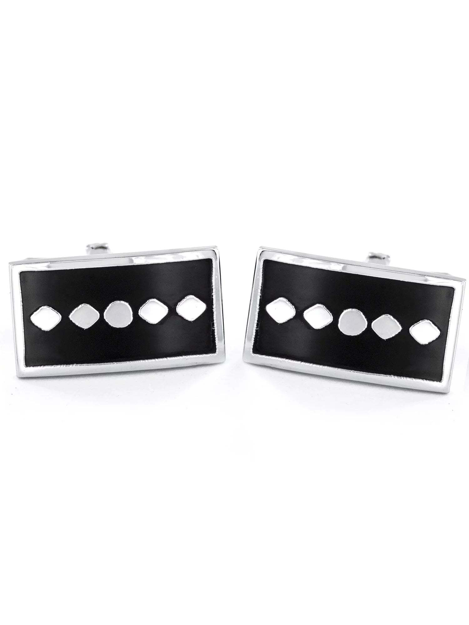 Coastal Jewelry Two Tone Rectangle Geometric Pattern Cufflinks